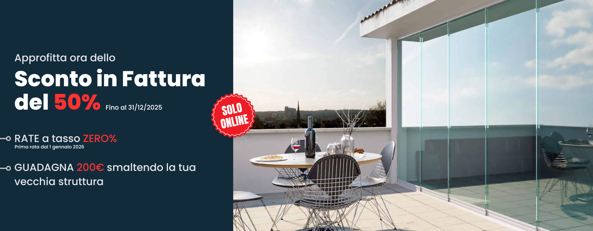 Vetrate Panoramiche Arquati: sconto infattura 50% fino al 31 dicembre 2025